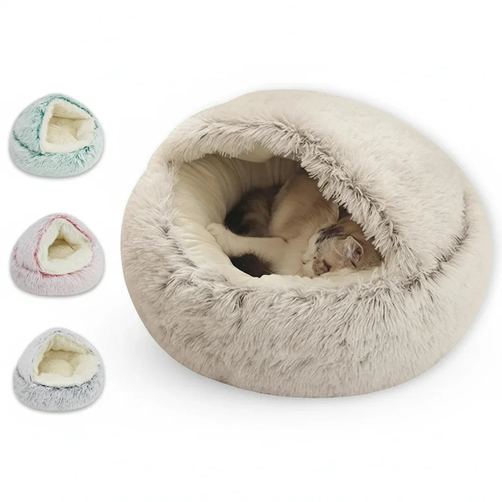 Chat dans un lit igloo avec aperçu de plusieurs coloris