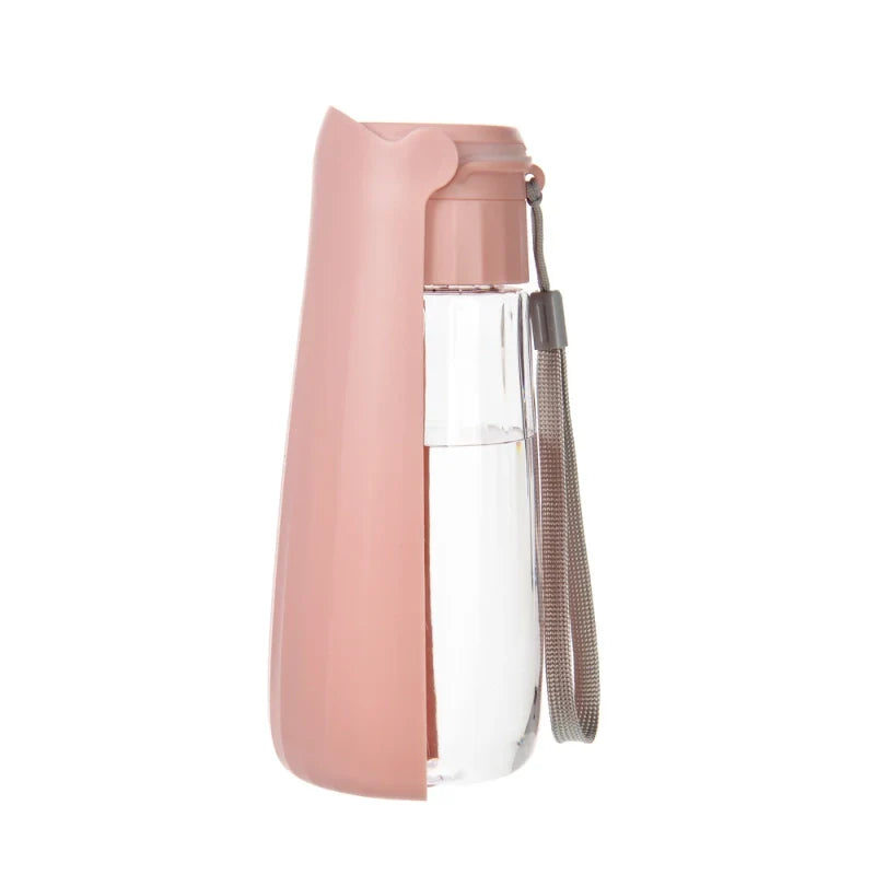Bouteille d’eau portable rose avec abreuvoir intégré