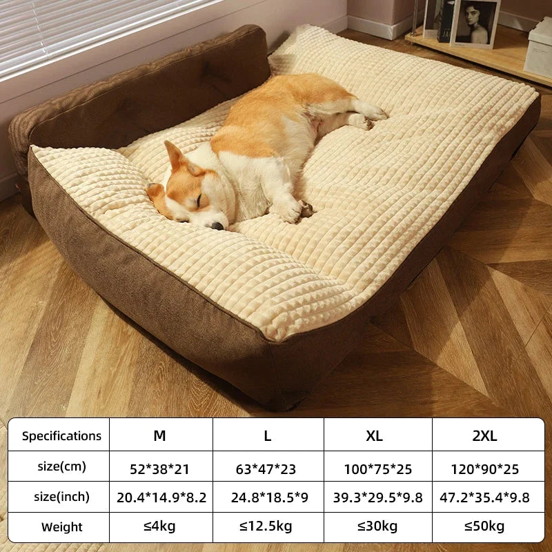 Lit douillet marron pour chien avec dimensions