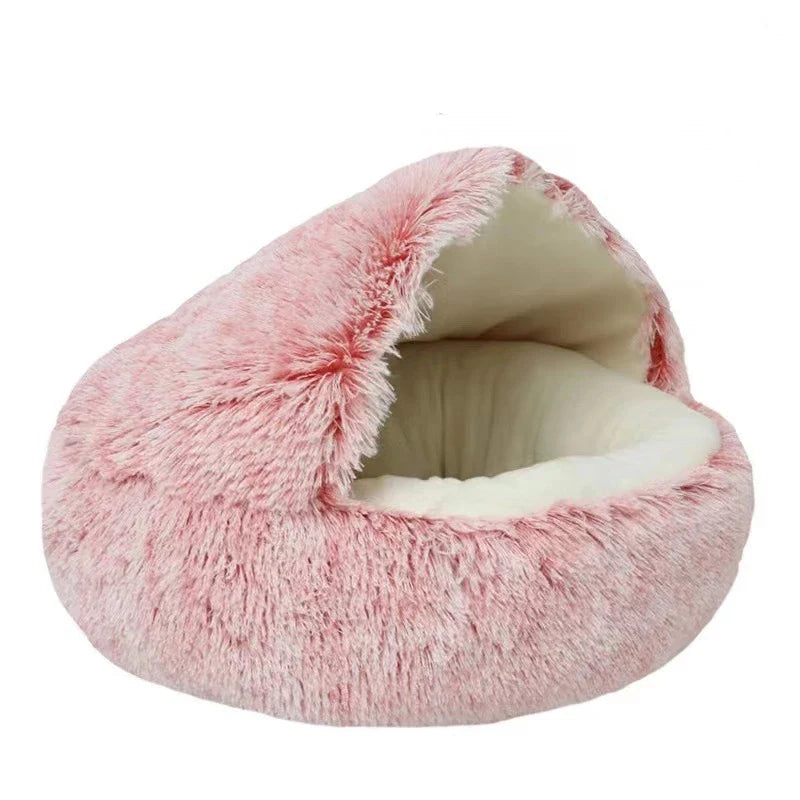 Lit igloo rose de 40 cm pour chat ou petit chien avec vue de l’intérieur