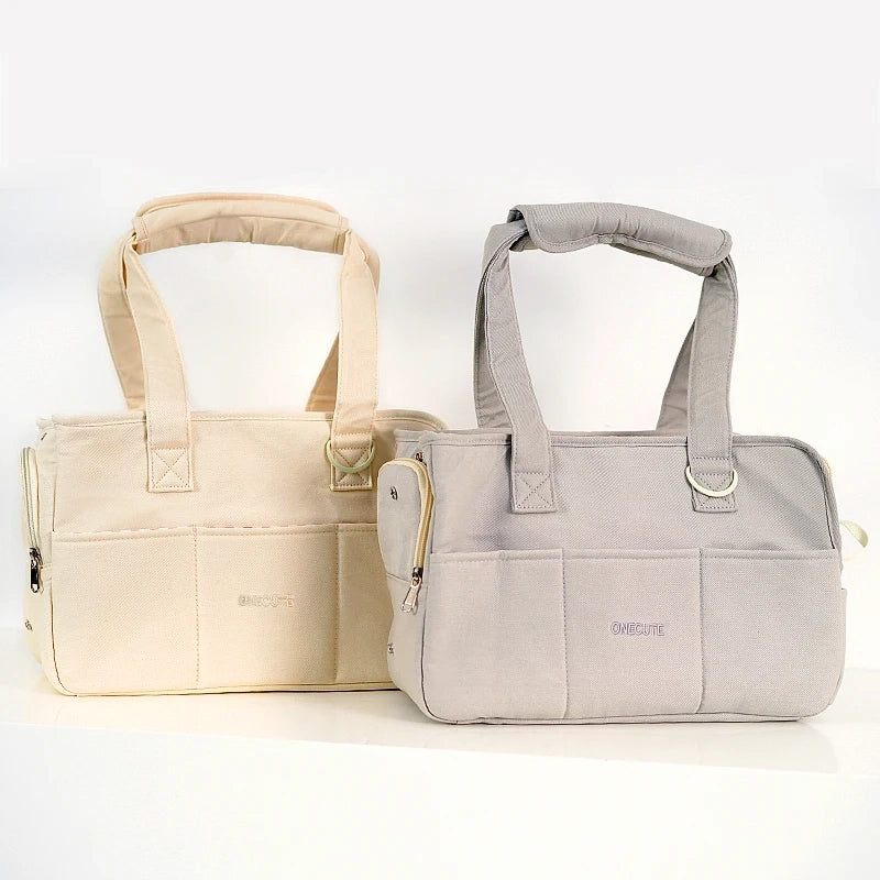 Sacs de transport pour animaux beige et gris