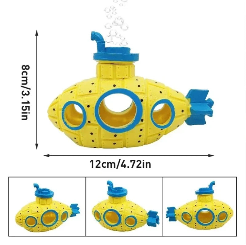 Ornement sous-marin jaune avec dimensions 12 × 8 cm