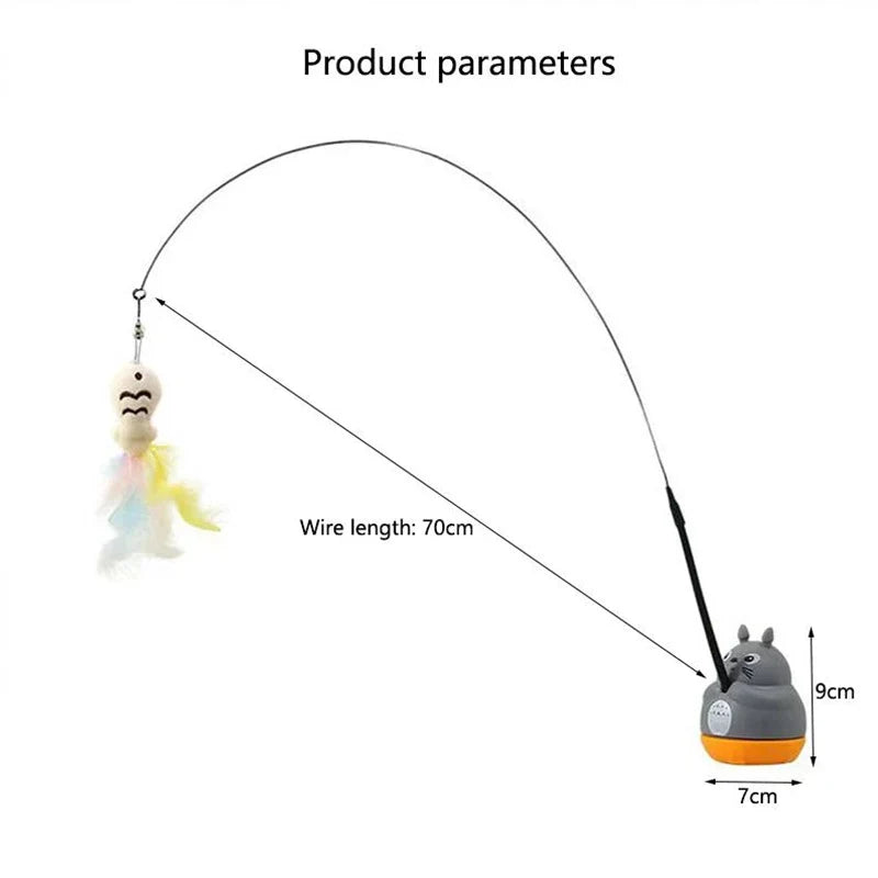 Jouet à plumes pour chat avec tige de 70 cm et base de 9 × 7 cm