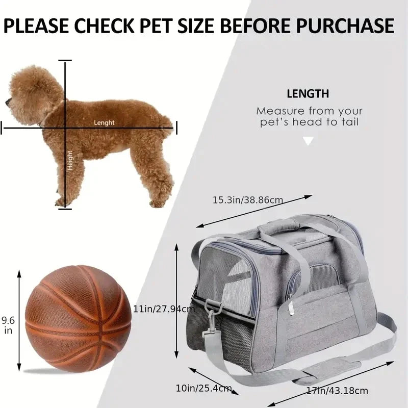 Dimensions du sac de transport gris pour chat